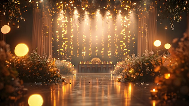 Photo realistic Wedding reception lighting concept High resolution image of stunning wedding recep