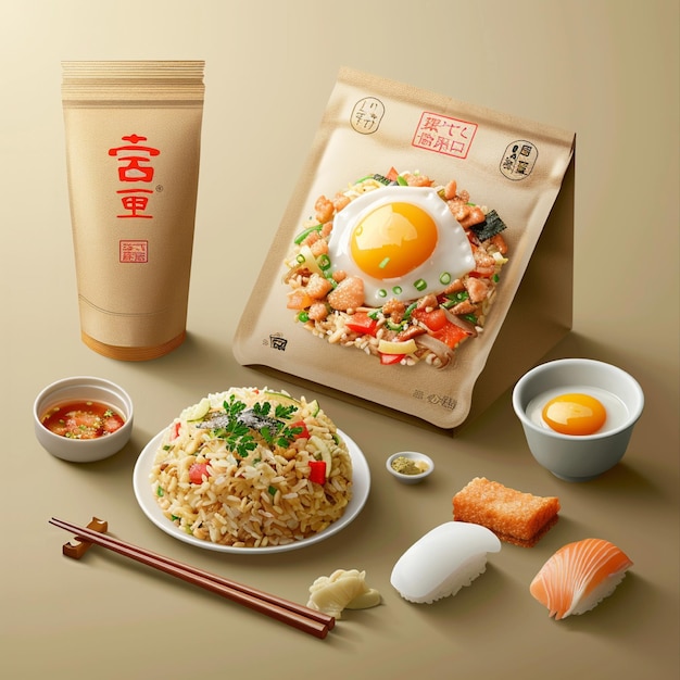 Photo realistic Yakimeshi or Japanese fried rice can add vegetables