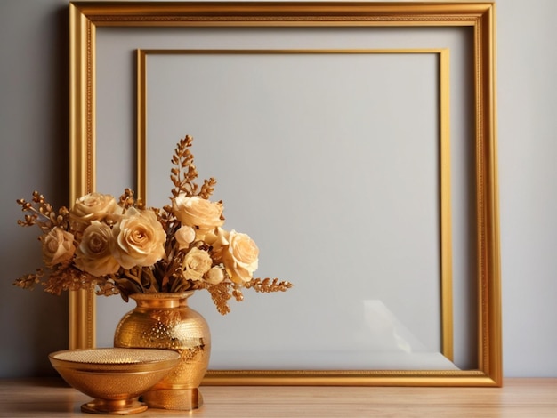 Photo rectangle decorative golden picture frame