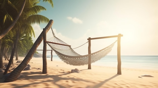 Photo of relax summer beach with hammock