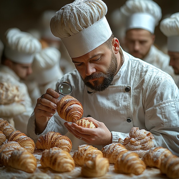 Photo photo renat agzamov in the form of a chef with very short black hair and a small beard slightly c