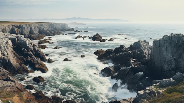 Photo of a rocky coast with the ocean in the background