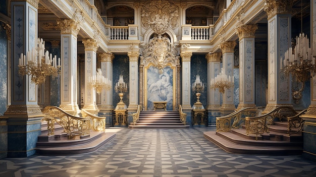 Photo of the room featuring the interior design of the Palace of Versaille France