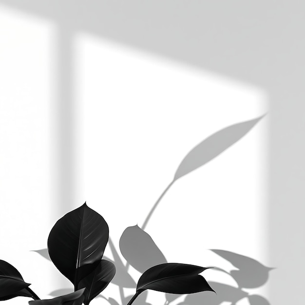 Photo of Rubber Plant Leaf Shadows Creating Large Glossy Forms Smooth Dark Silhouettes With a Slee