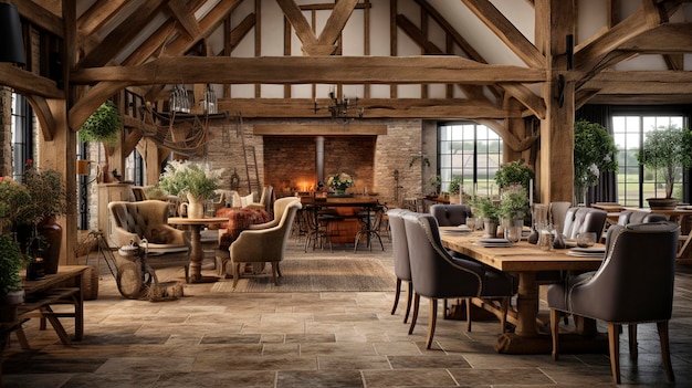 A Photo of a Rustic Barn Conversion with Exposed Beams and Country Charm