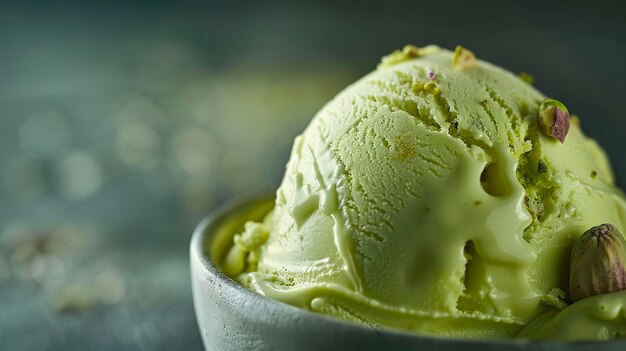 A photo of a scoop of pistachio ice cream