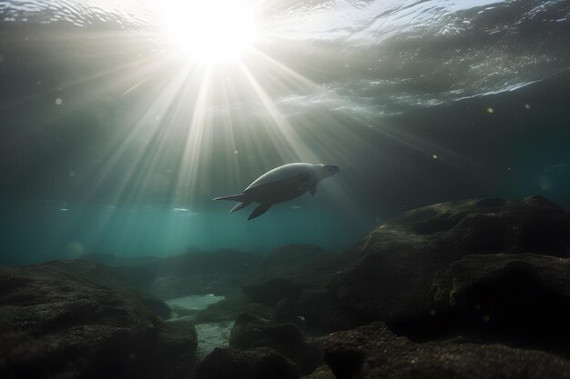 Photo of Sea turtle in the Galapagos island Neural network AI generated