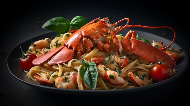 A photo of Seafood Extravaganza Mouthwatering Lobster Pasta Creation