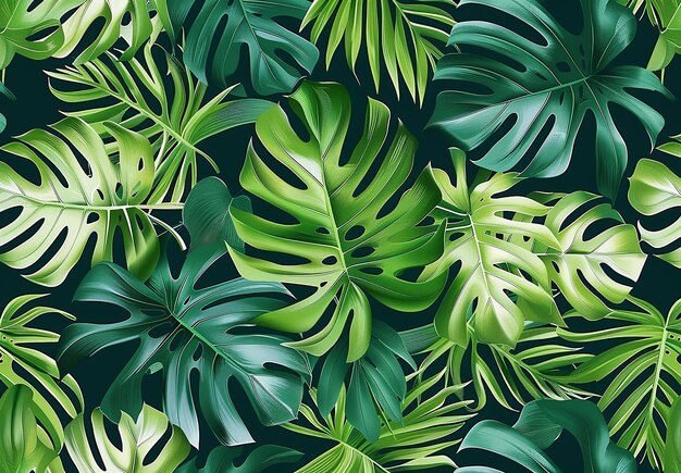 Photo of seaPhoto of seamless tropical mless tropical jungle forest leaves pattern background design