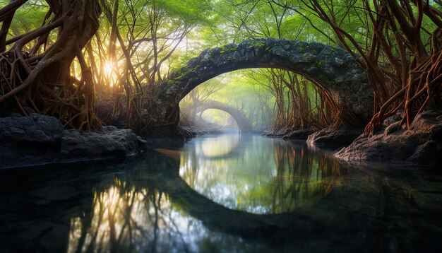 a photo series showcasing the intricate ecosystem of a mangrove forest