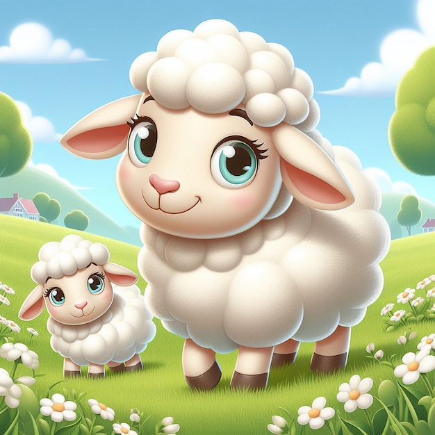 A photo of sheep disney cartoon style AI Generated