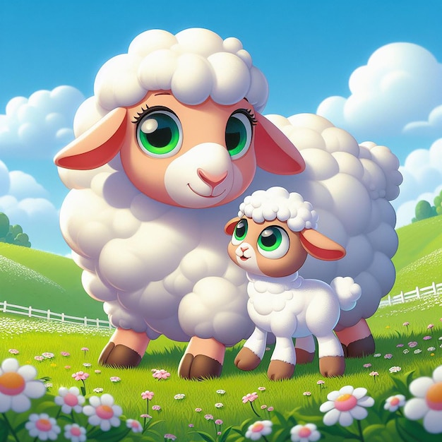 A photo of sheep disney cartoon style AI Generated