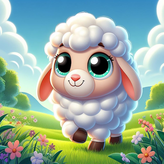 A photo of sheep disney cartoon style AI Generated