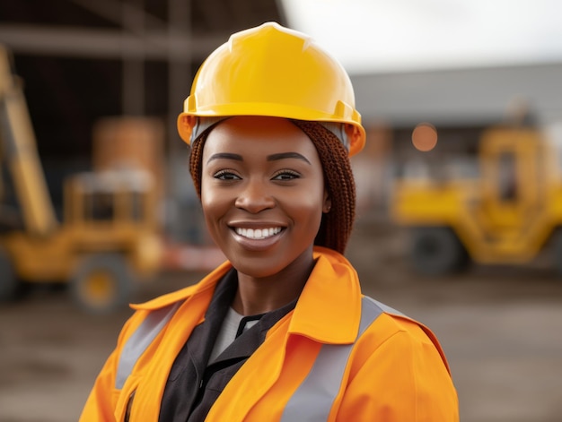 photo shot of a natural woman working as a construction worker