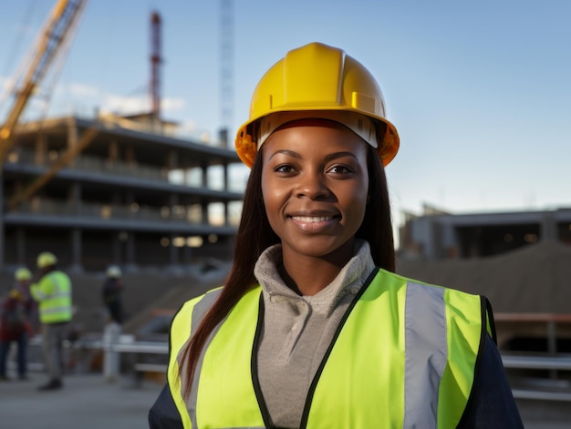 photo shot of a natural woman working as a construction worker