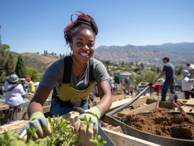 photo shot of a natural woman working as a construction worker