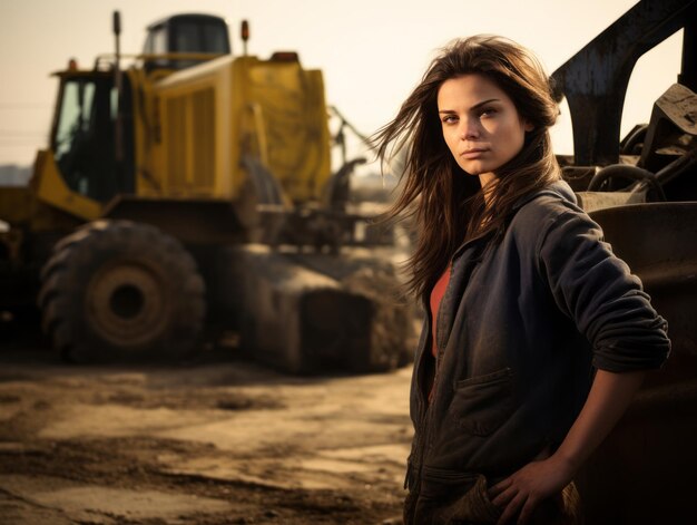 photo shot of a natural woman working as a construction worker