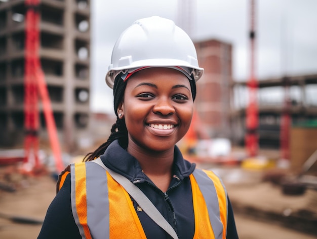 photo shot of a natural woman working as a construction worker