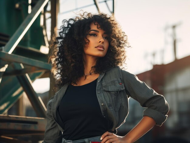 photo shot of a natural woman working as a construction worker