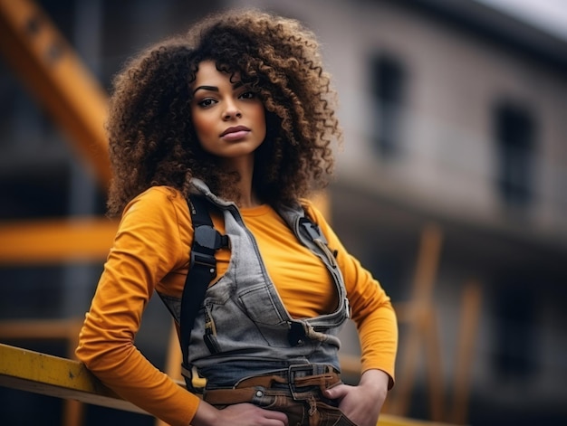 photo shot of a natural woman working as a construction worker