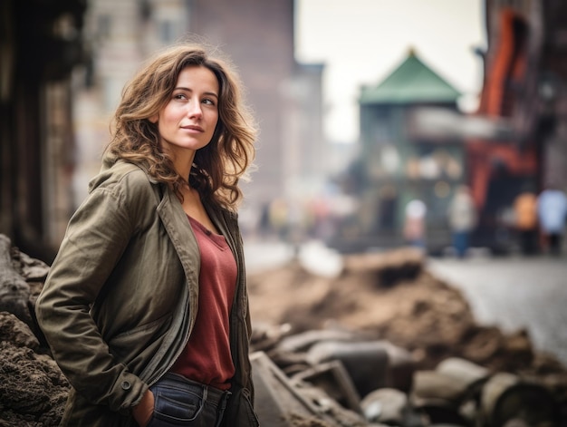 photo shot of a natural woman working as a construction worker