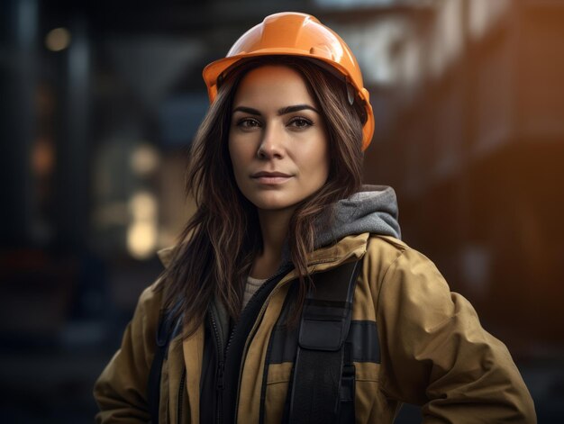 photo shot of a natural woman working as a construction worker