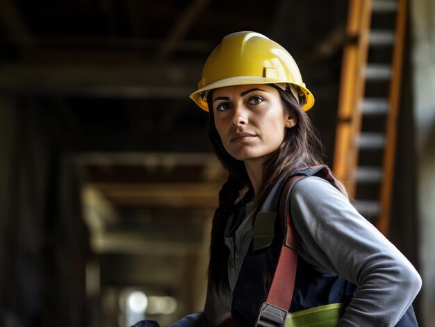 photo shot of a natural woman working as a construction worker