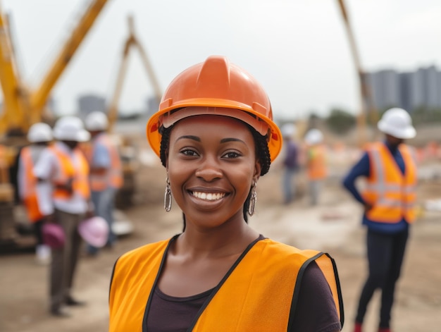 photo shot of a natural woman working as a construction worker