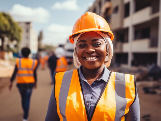 photo shot of a natural woman working as a construction worker