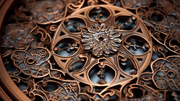 Photo a photo showcasing the beauty of islamic metalwork and hammered copper