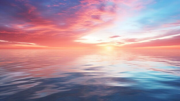 A Photo showcasing the peaceful stillness of the ocean during a serene sunset