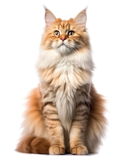 Photo of a Siberian cat isolated on a white background