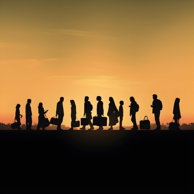 Photo silhouette of families international Day of Migration 18th December