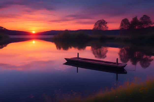 photo silhouette of tree backlit by vibrant sunset generated by ai