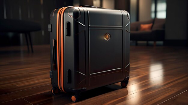 Photo a photo of a sleek rolling suitcase