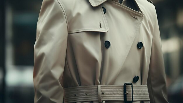 Photo a photo of a sleek utility trench coat