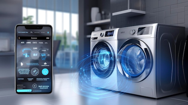 A Photo of a smart washing machine with app control and customized wash cycles