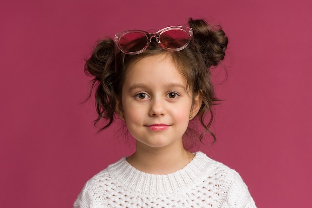 Photo of smiling little girl child isolated