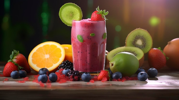 Photo photo of a smoothie made with a mix of fruits and vegetables