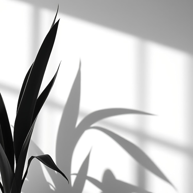 Photo of Snake Plant Leaves Shadow Creating Tall Narrow Patterns Sharp Defined Edges With a Minima