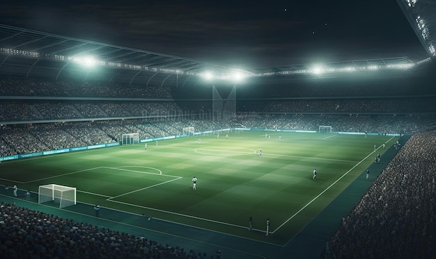 Photo of a soccer stadium at night The stadium was made in 3d without using existing references