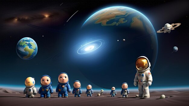 Photo of solar system with astronaut