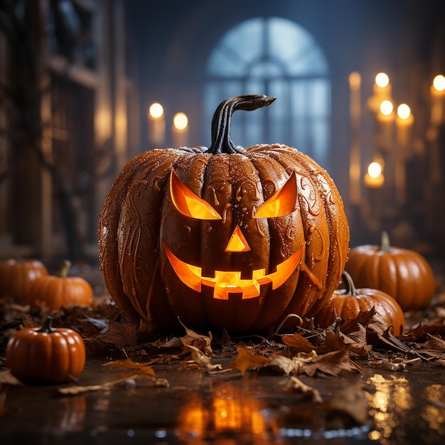 Photo of some glowing pumpkins for halloween celebration