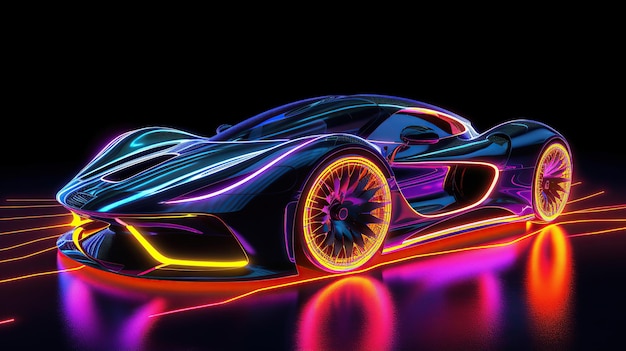 Photo sport car technology futuristic neon A professional photography should use a high quality Generative AI