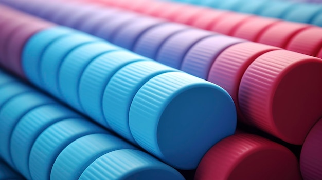 Photo a photo of a stack of foam rollers for stretching