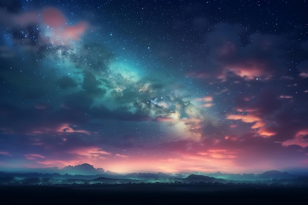 Photo a starry sky with cloud and a galaxy in the background wallpaper ai generated