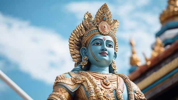 Photo a statue of Shiva with a large blue sky generated by AI