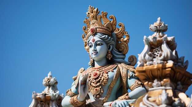 Photo a statue of Shiva with a large blue sky generated by AI