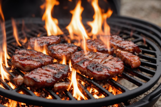 Photo steak cooking on the grill