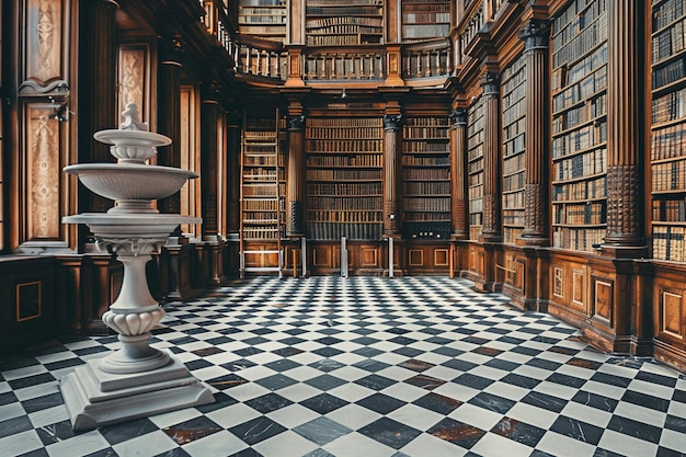 Photo of a stone podium in an ancient library